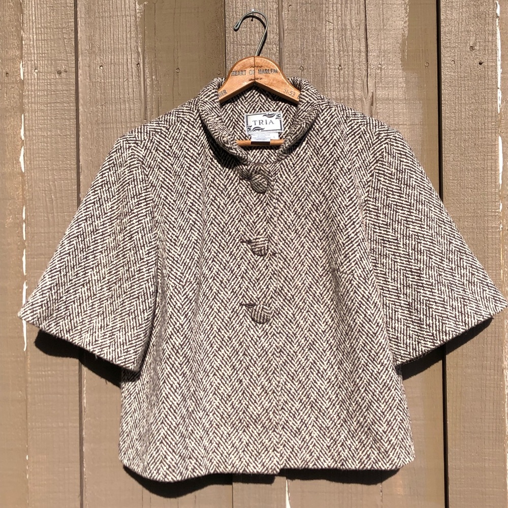 Vintage TRIVA polyester/wool cape style jacket - medium